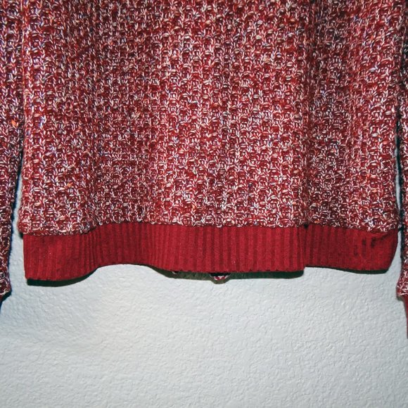 Miss Me Burgundy Red Women's Sweater with Crochet Sz M / Medium - Picture 7 of 10